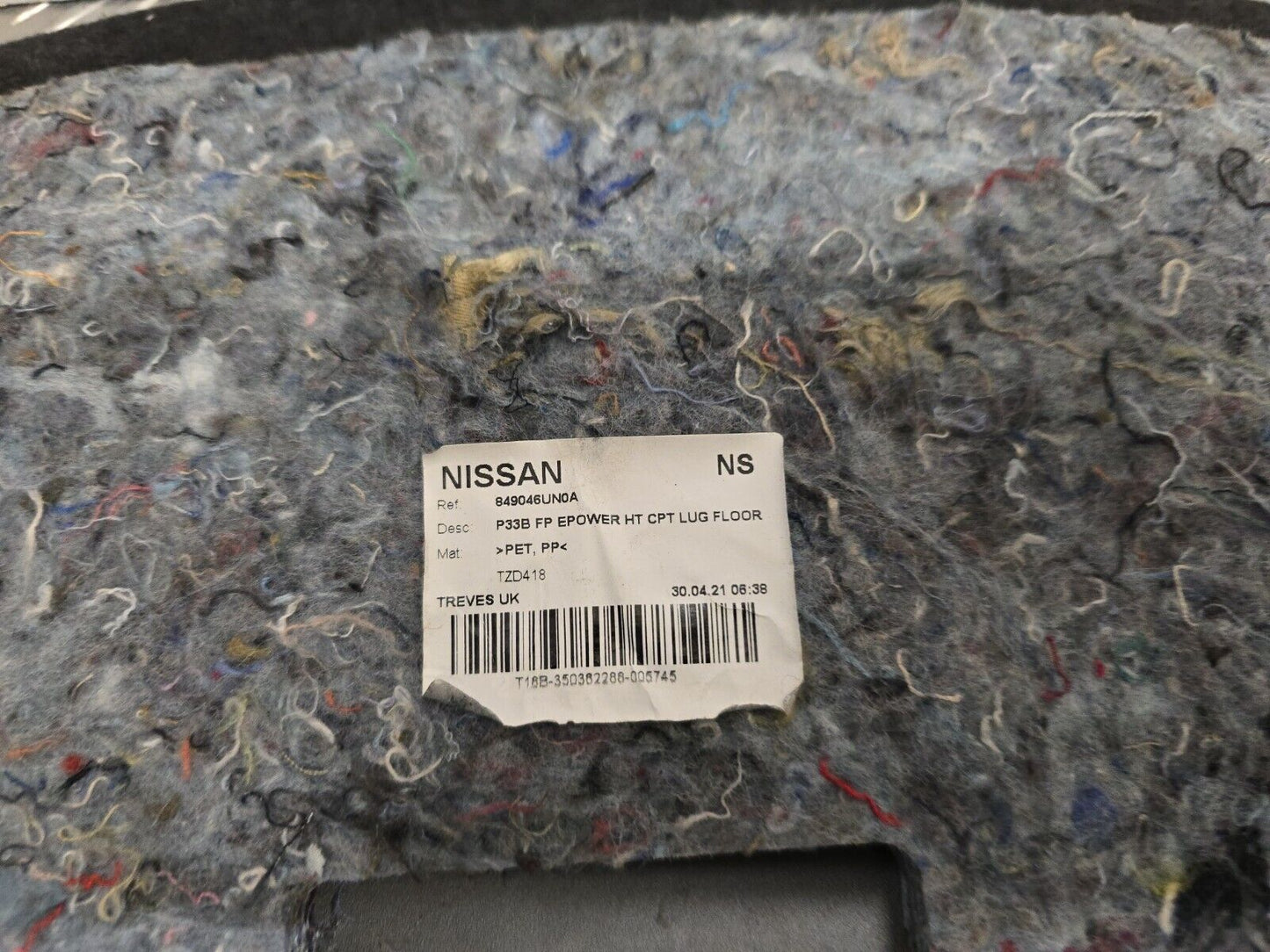 NISSAN QASHQAI J12 2021-2024 GENUINE BOOT FLOOR CARPET COVER LINER 849046UN0A