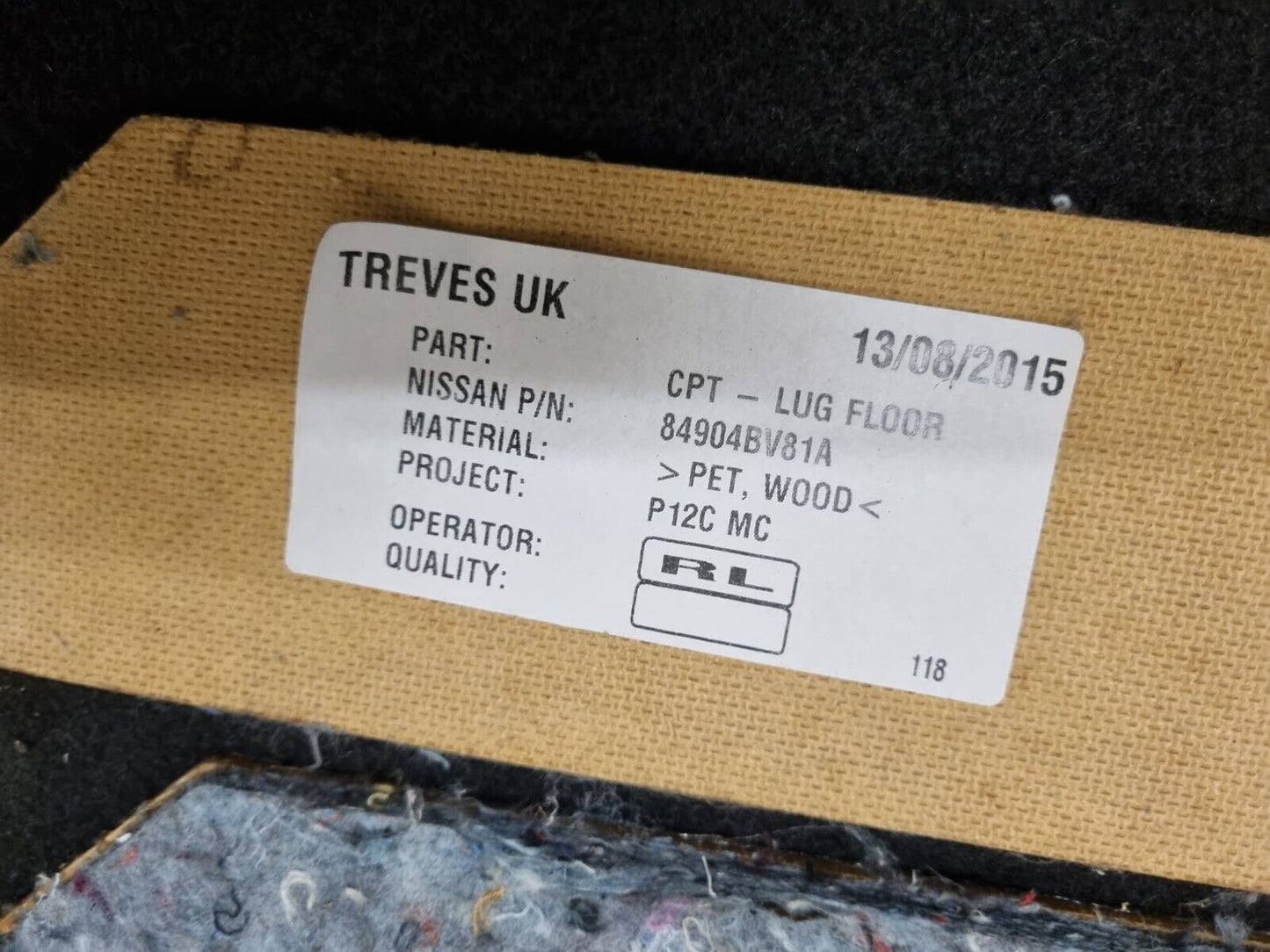 NISSAN JUKE F15 2014-2019 FACELIFT GENUINE BOOT FLOOR CARPET COVER 84904BV81A