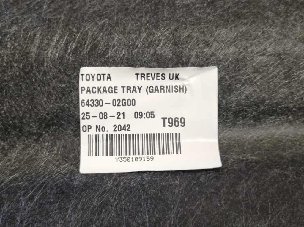 TOYOTA COROLLA MK12 HATCH 2019-2023 GENUINE PARCEL SHELF LOAD COVER 6433002J60
