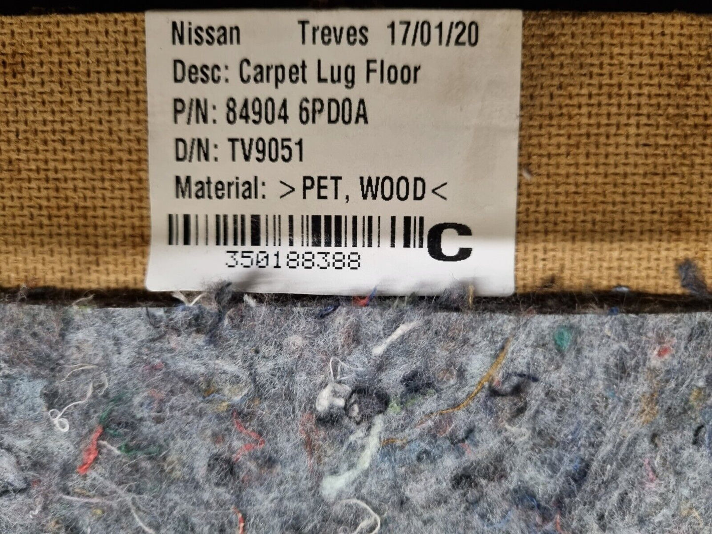 NISSAN JUKE F16 MK2 2019-2023 GENUINE BOOT FLOOR CARPET LINER COVER 84904-6PD0A