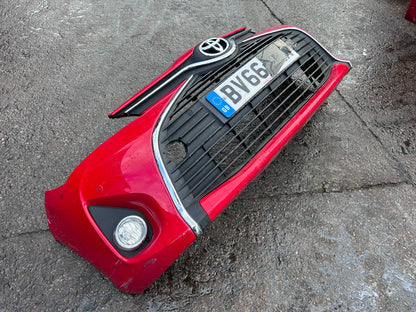 Toyota Yaris XP130 MK3 2014-2017 Genuine Complete Front Bumper 3P0 Super Red - photo 2 of 17