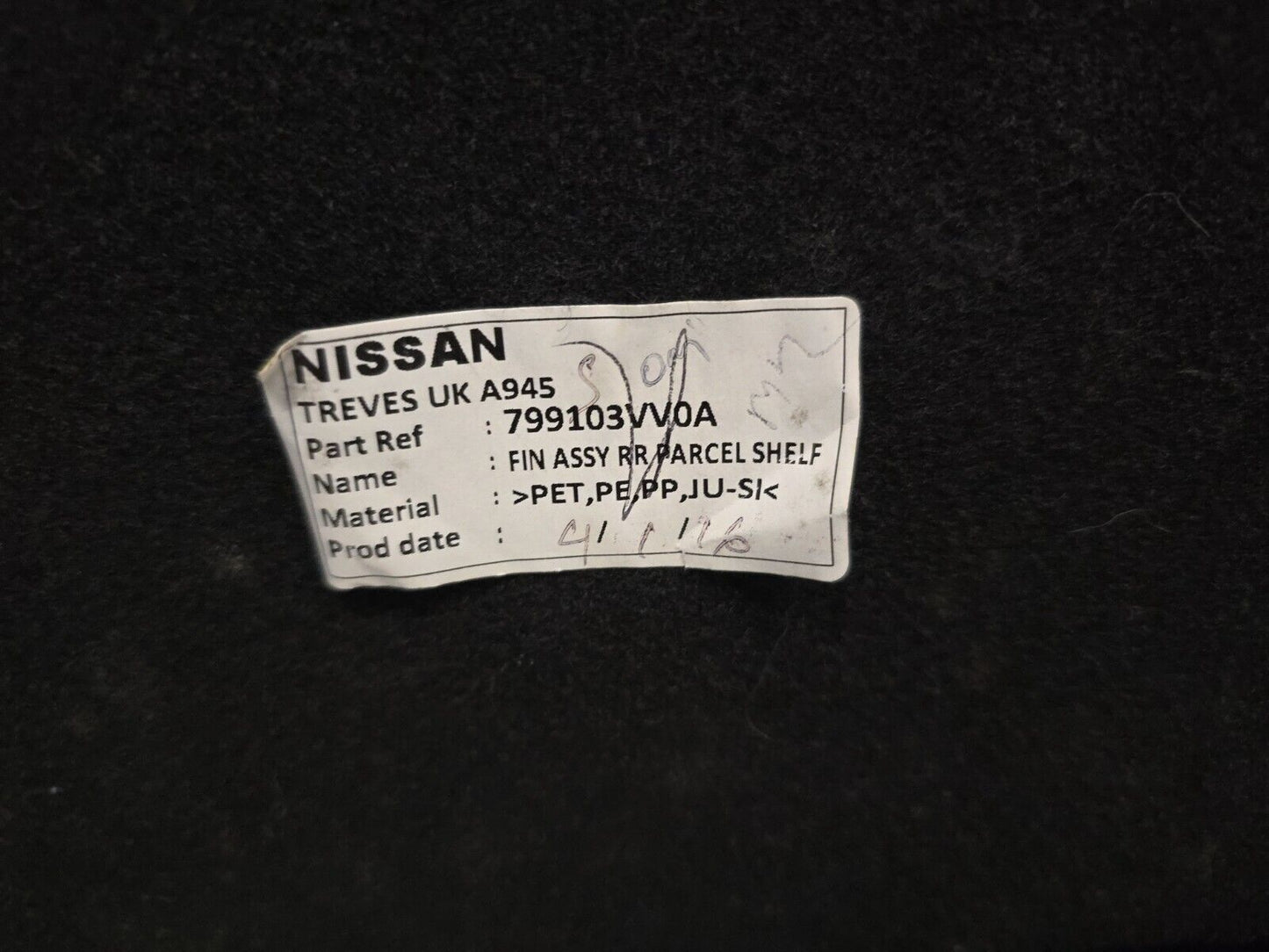 NISSAN NOTE E12 MK2 2013-2017 GENUINE REAR PARCEL SHELF LUGGAGE COVER 799103VV0A