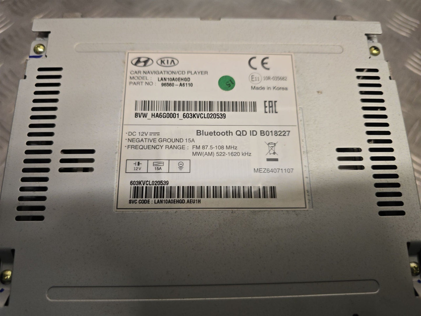 Hyundai I30 Gd Mk2 2012-2017 Genuine Sat Nav Multimedia Cd Head Unit 96560-A6110 6