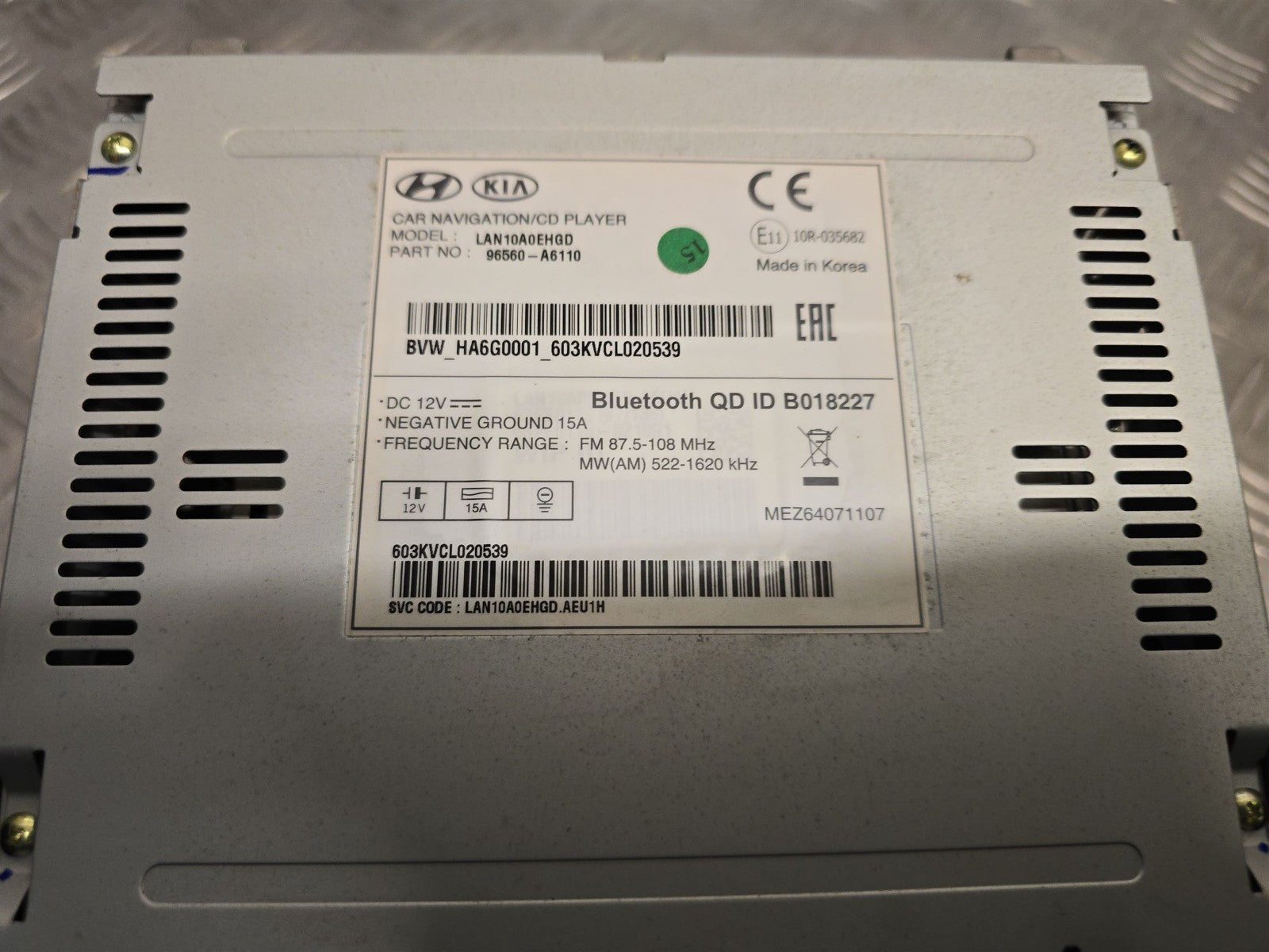 Hyundai I30 Gd Mk2 2012-2017 Genuine Sat Nav Multimedia Cd Head Unit 96560-A6110 6
