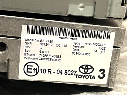 TOYOTA AURIS E18 MK2 2015-2018 SAT NAV MODULE CD STEREO HEAD UNIT 86140-02400